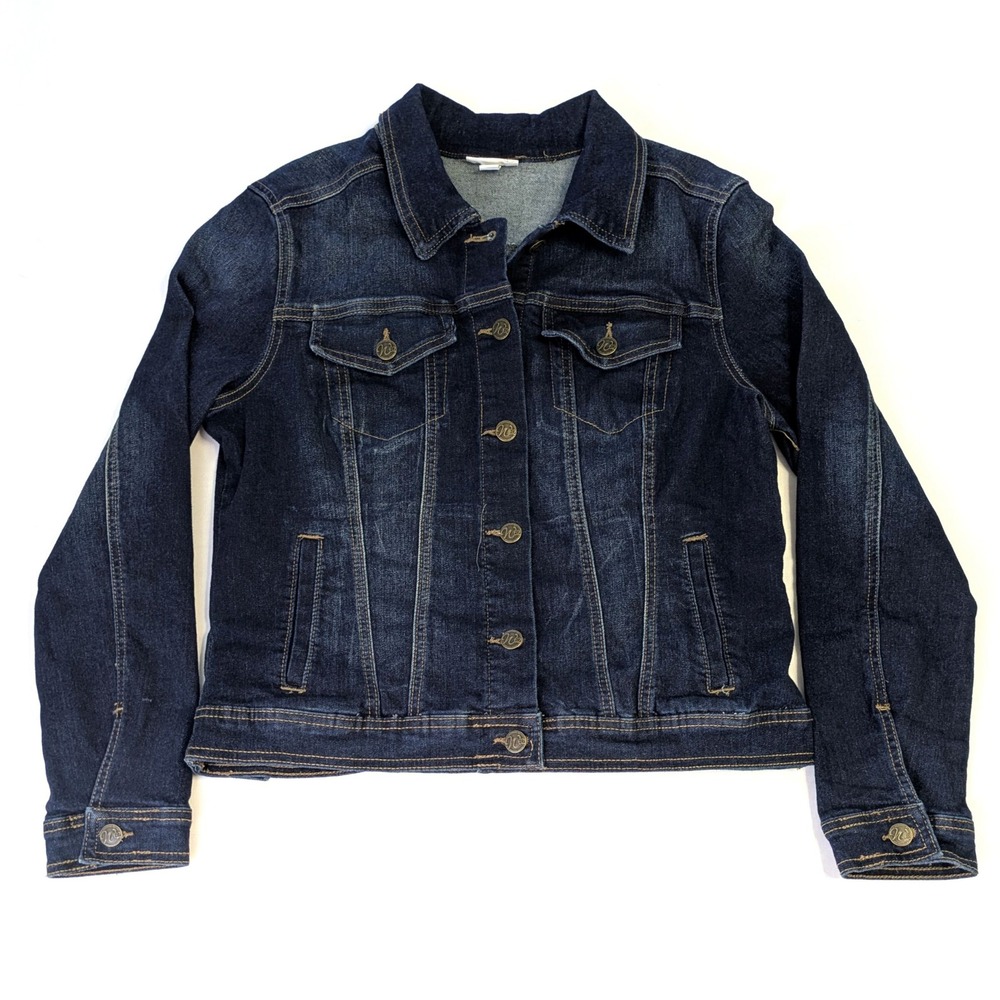 Westport 1962 Womens Denim Jacket Dark Wash Button Front Trucker Size M